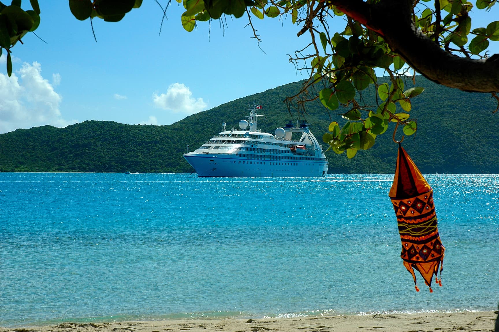 Cruise ship cruising the Caribbean sea.